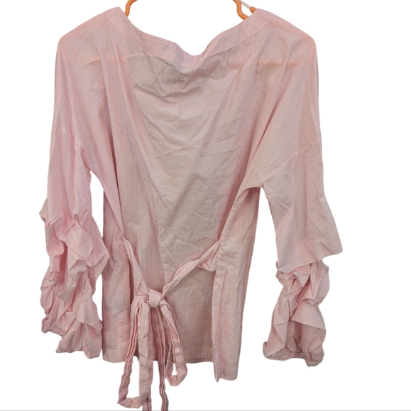 Banana Republic Pink Gingham Checkered Long Sleeve Blouse Top Sz Medium - Picture 8 of 10